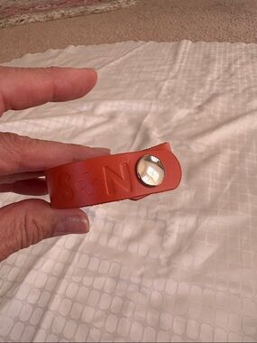 Embossed Orange Leather Snap Bracelet